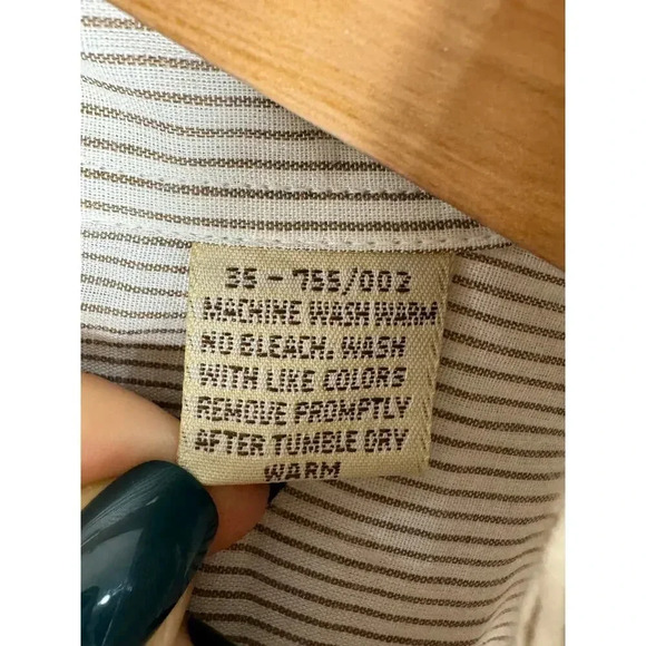 Vintage Pearl Snap Long Sleeve Button Down Brown Stripe Western Cowboy  18-35 - Picture 7 of 9